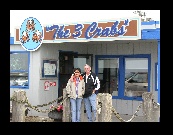 Marion and Shu Fong at the 3-Crabs restaurant in Dungeness, WA. Didn't make our favorites list.